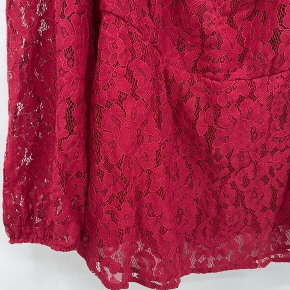 Torrid Plus Women's Peplum Lace Long Sleeve Lined Red Top 2X - Picture 4 of 10
